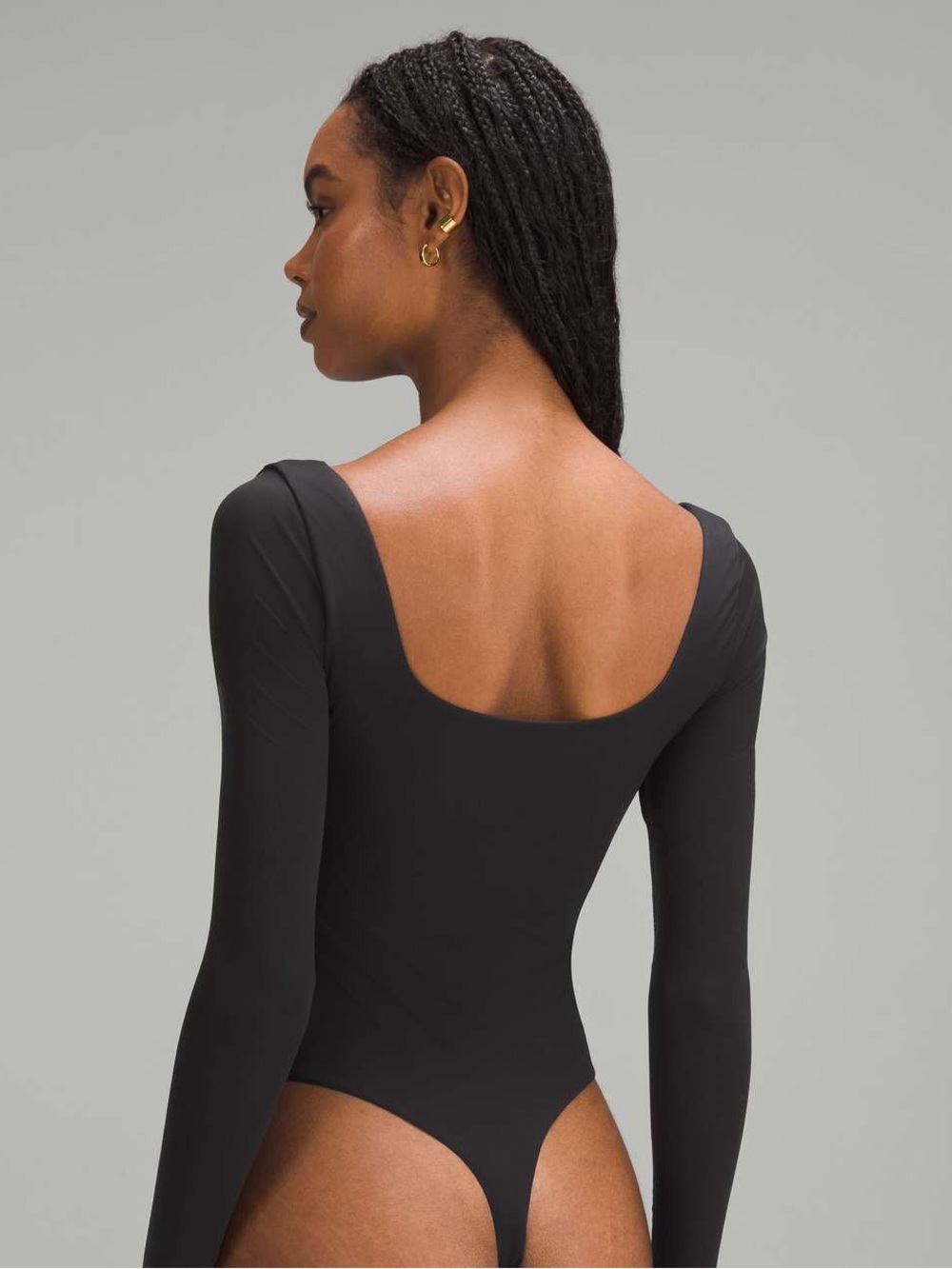 Lululemon Wundermost Ultra-Soft Nulu Scoop-Neck Long-Sleeve Bodysuit - Black - Picture 2 of 7